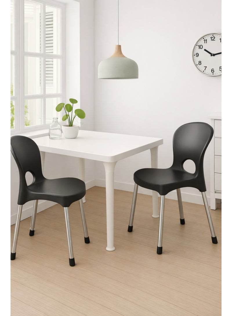 طقم 2 كرسي مطبخ متعدد الاستخدامات أسود أرجل معدن